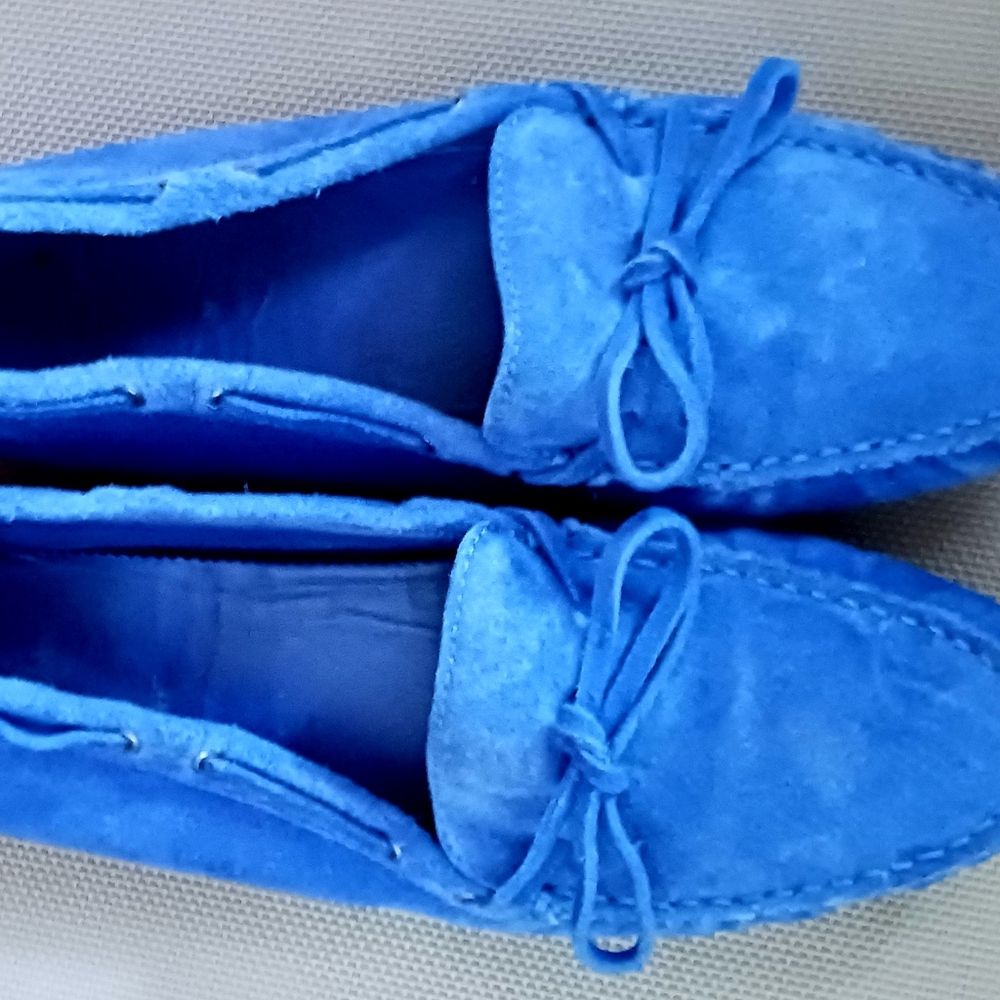 Jacy crew sweid leather cobalt blue womans shoes size 91/2